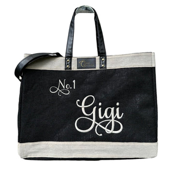 Gigi embroidered tote bag for gift for women or grandma