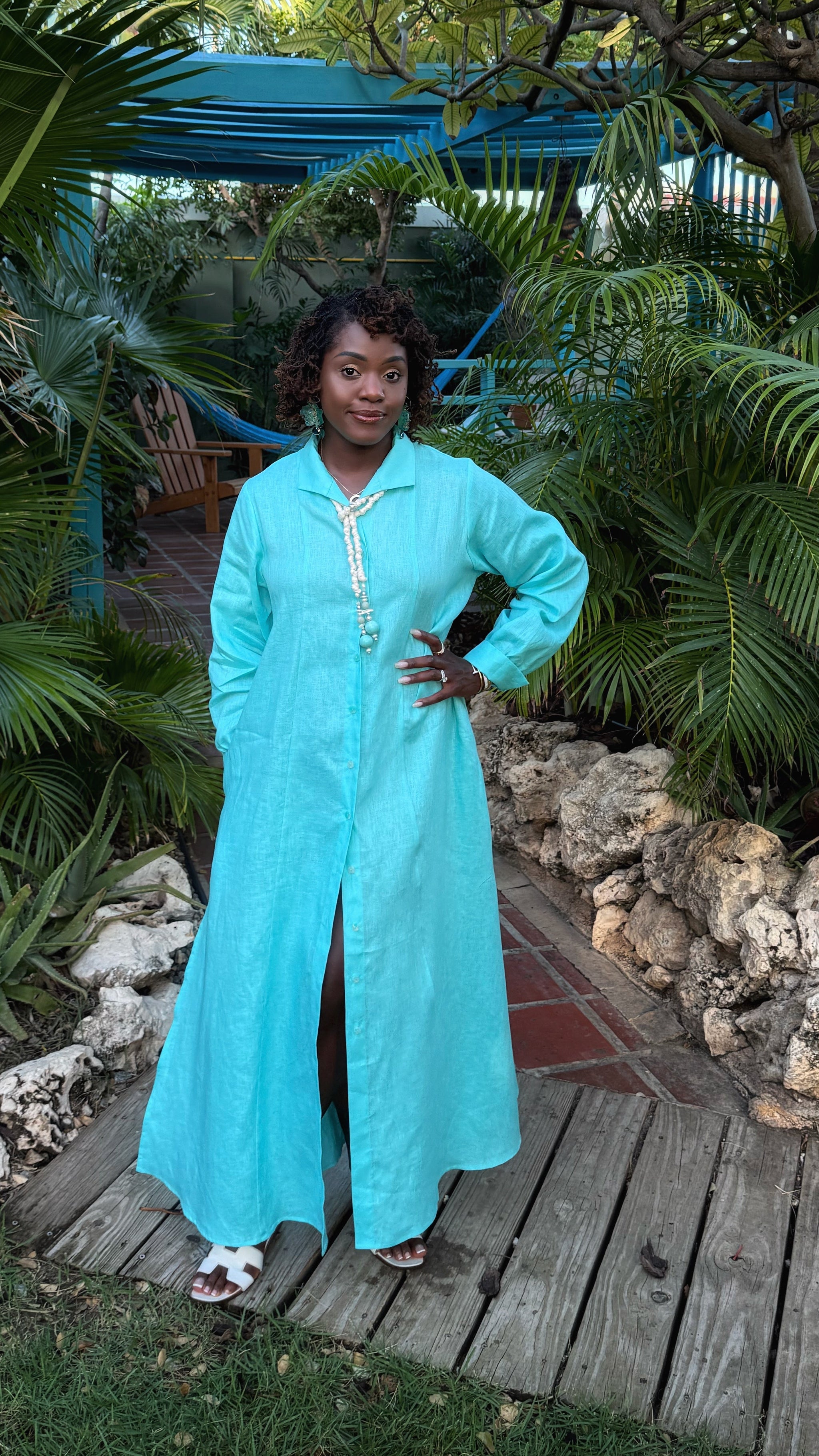 The Elevated 100% Linen Shirtdress - Sky – JODI MELISSA