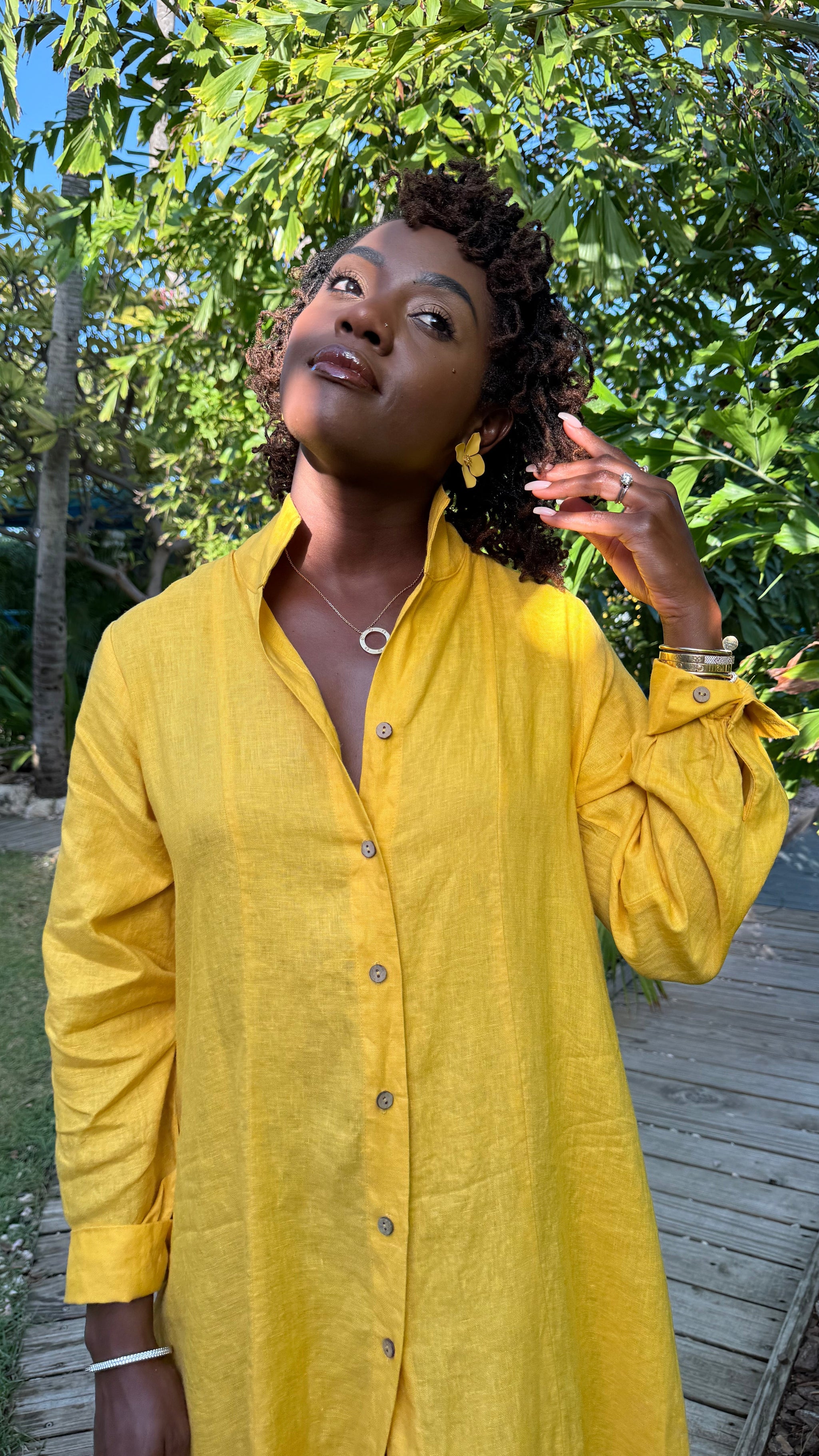 The Elevated 100% Linen Shirtdress - Sunflower JODI MELISSA The Elevated 100% Linen Shirtdress - Sunflower JODI MELISSA
