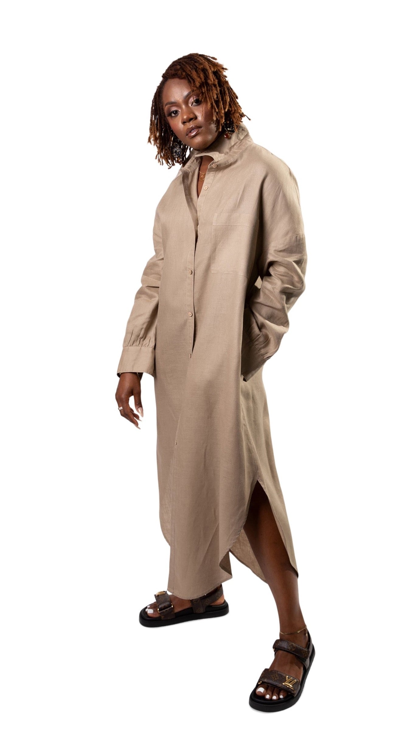 tan shirt dress 100% Linen Shirtdress Short Sleeve Material:Poly Blend Sweetheart Leather Mini Dress Color:Picture color