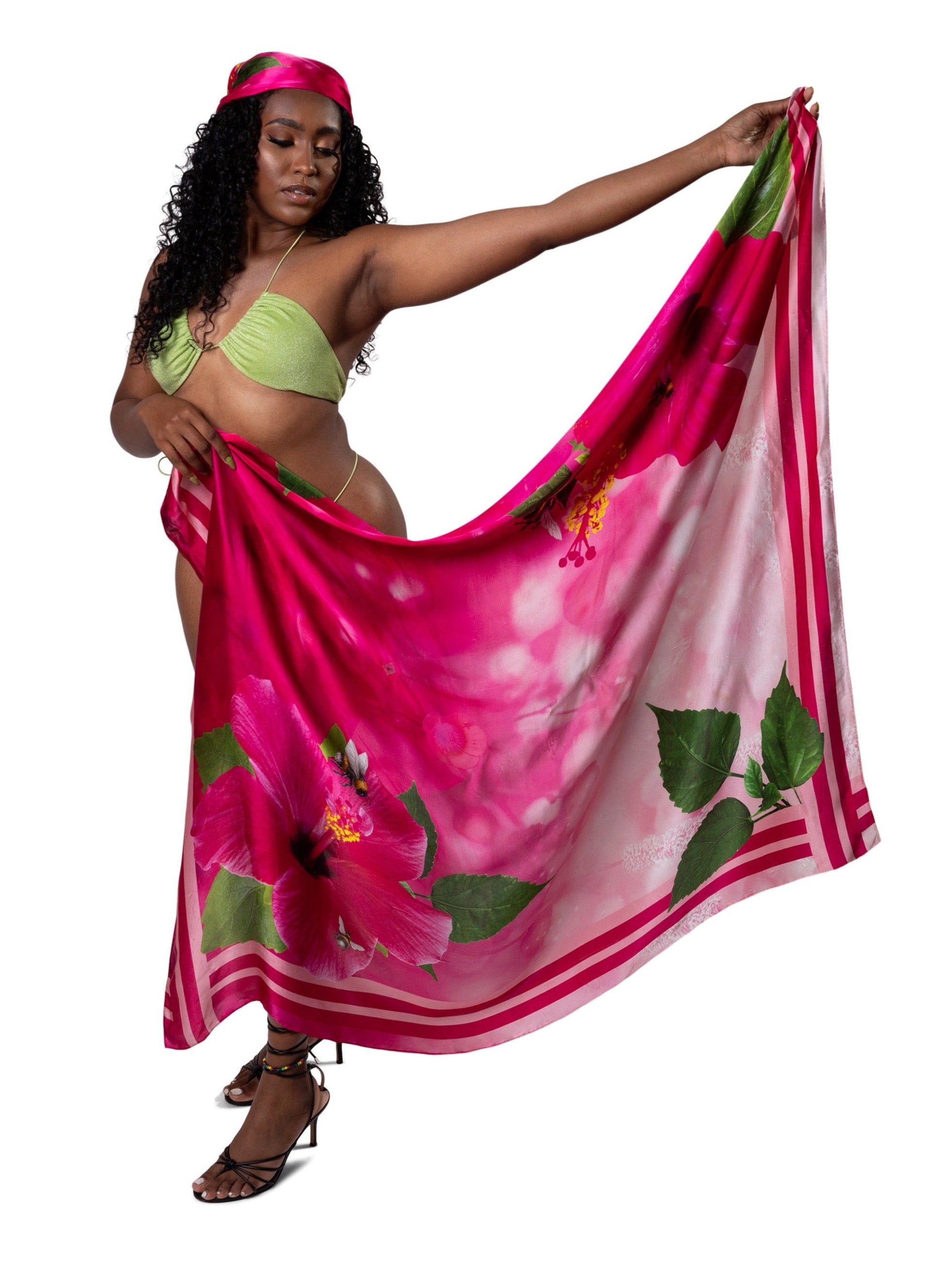 100% Mulberry Silk Scarf - Hibiscus – JODI MELISSA