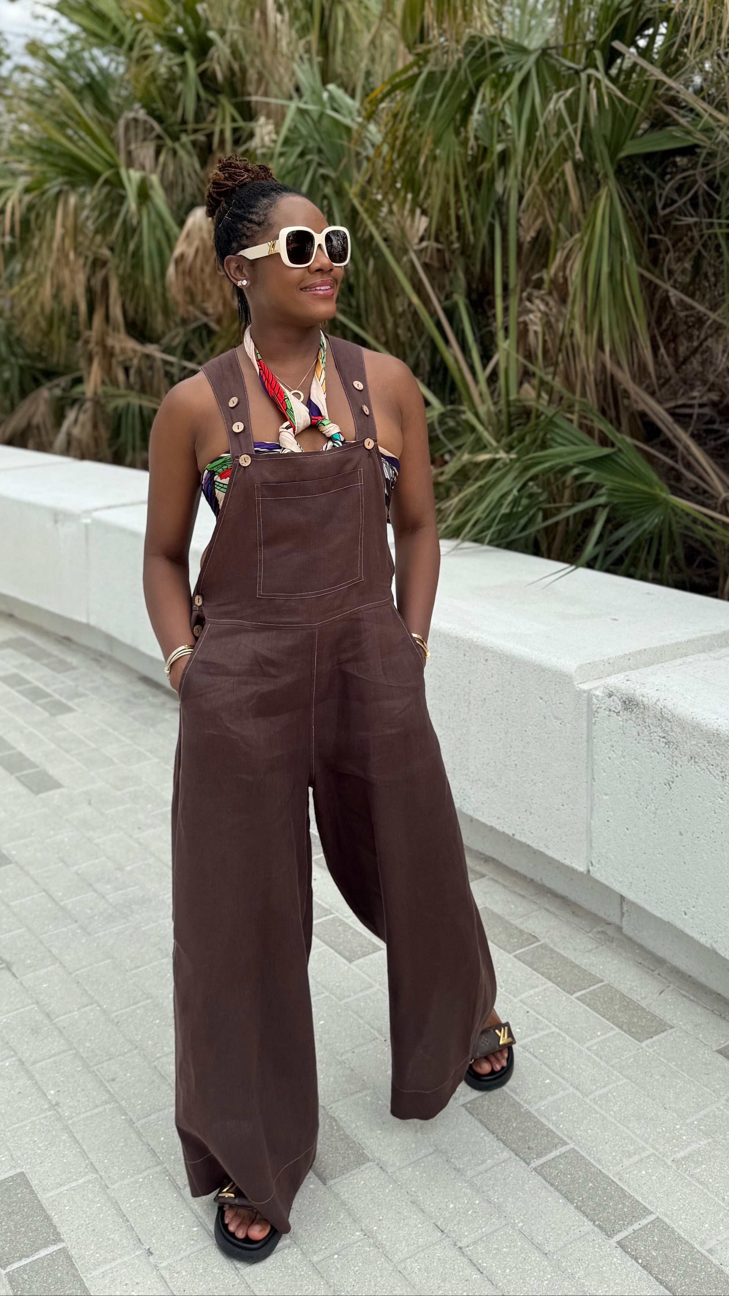 100% Linen Overalls - Espresso – JODI MELISSA