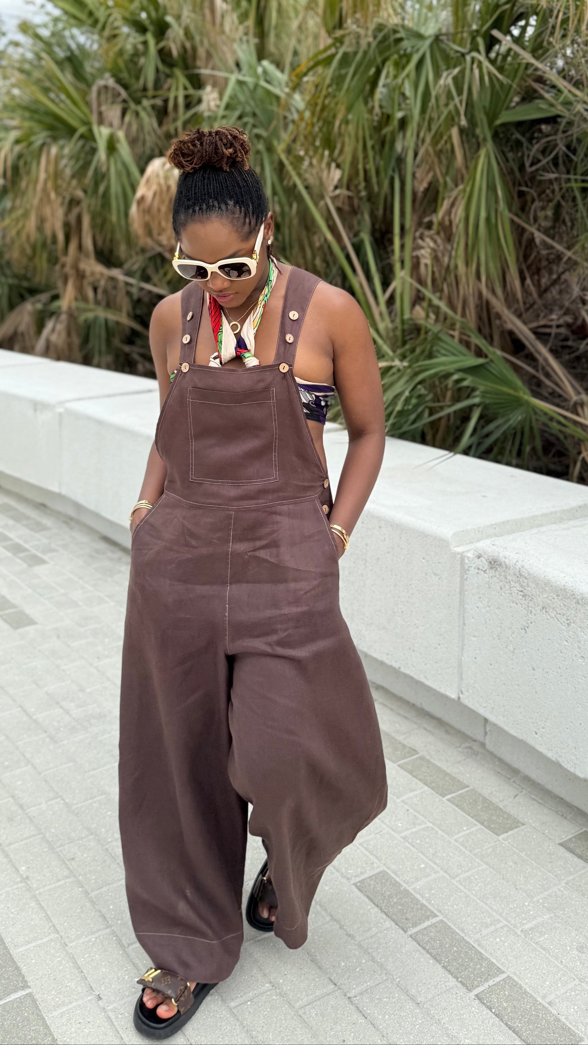 100% Linen Overalls - Espresso – JODI MELISSA