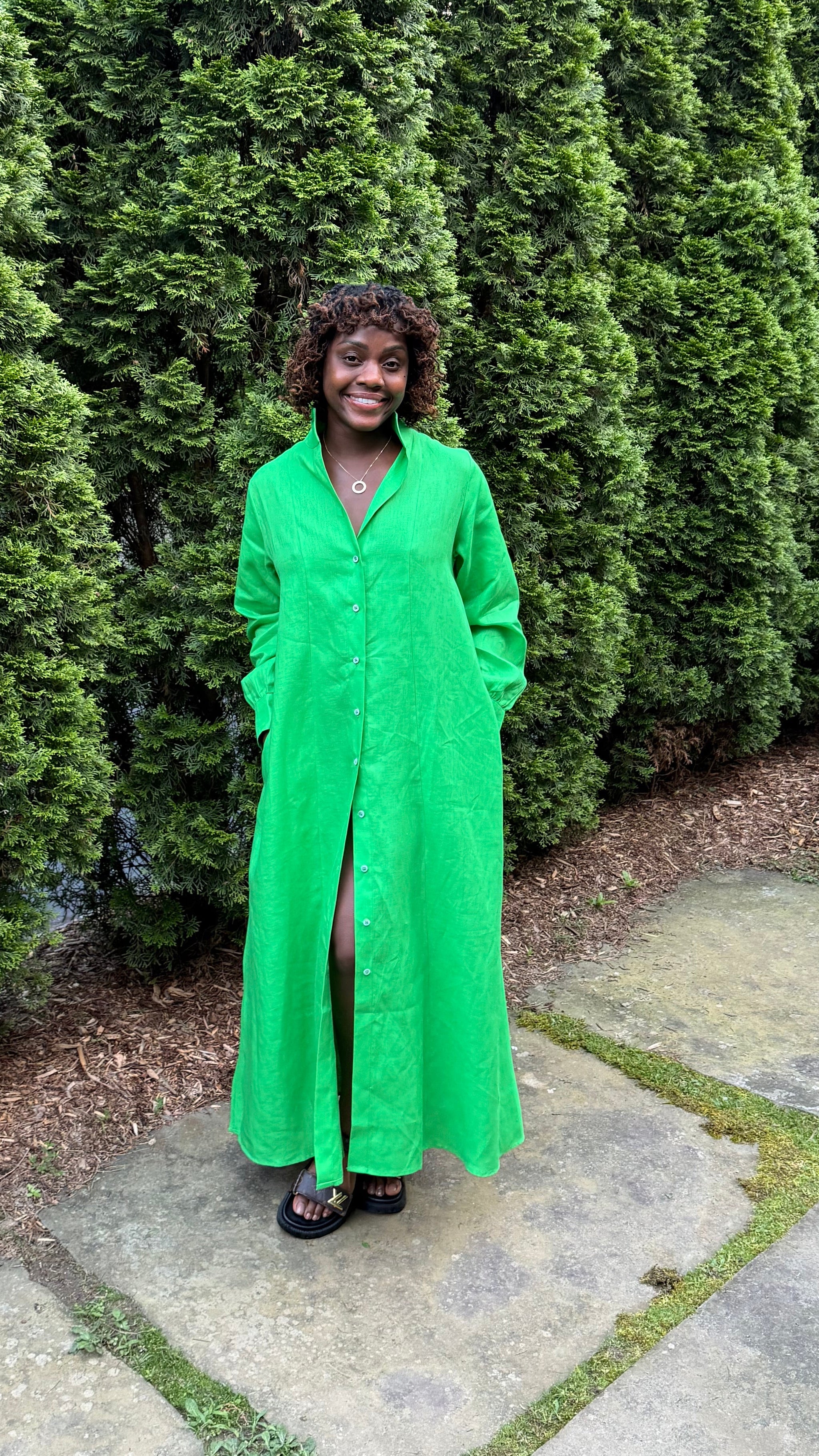 24SS MYLAN Shirt Dress linen ワンピース The Elevated 100% Linen Shirtdress - Jungle – JODI MELISSA