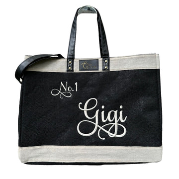 Gigi embroidered tote bag for gift for women or grandma