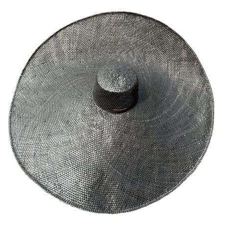 Oversized hand-woven black hat