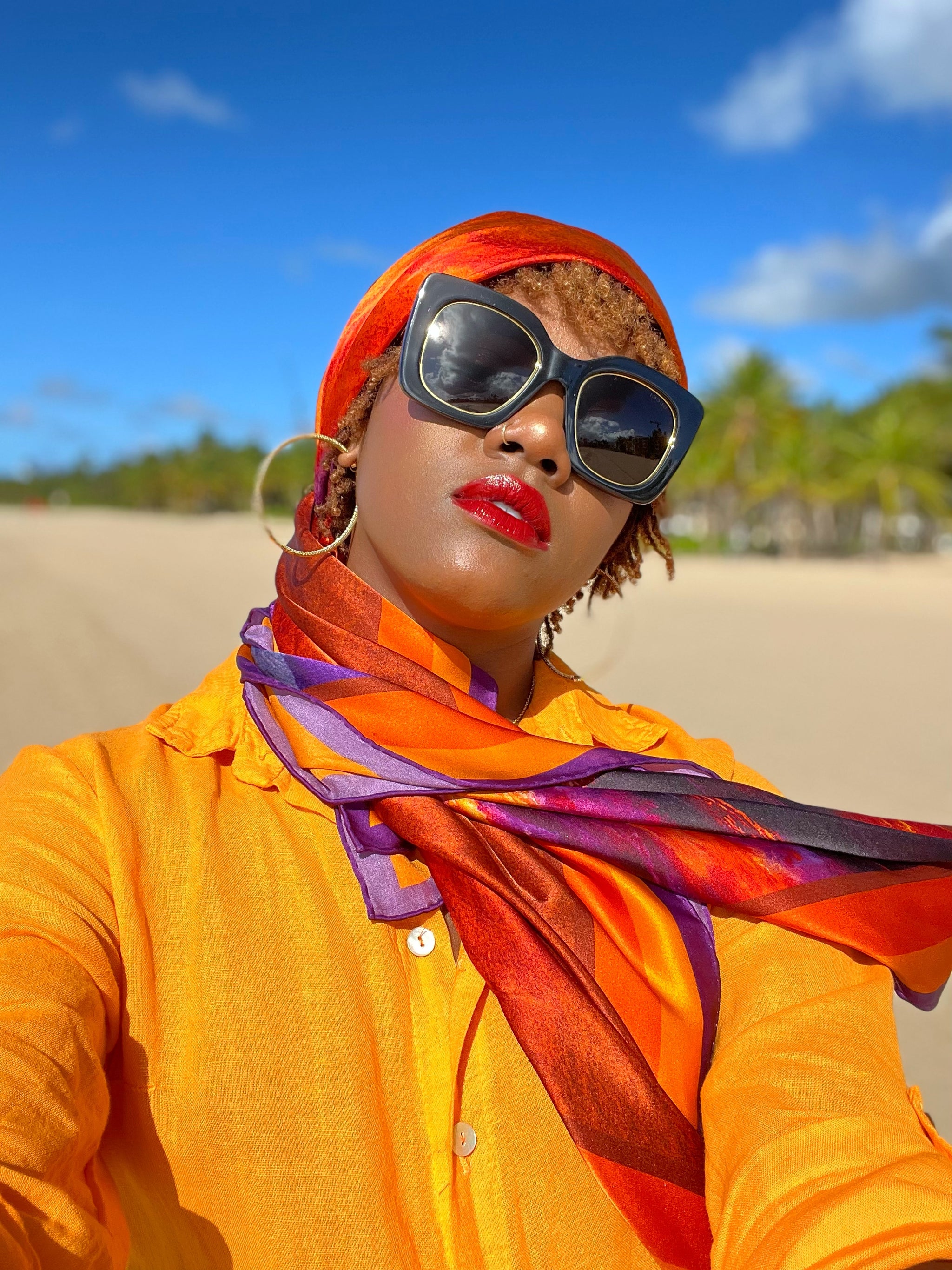 100% Mulberry Silk Scarf - Sunset – JODI MELISSA