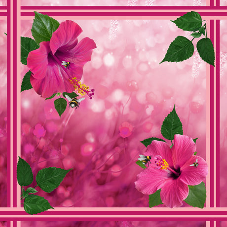 100% mulberry silk scarf - pink hibiscus